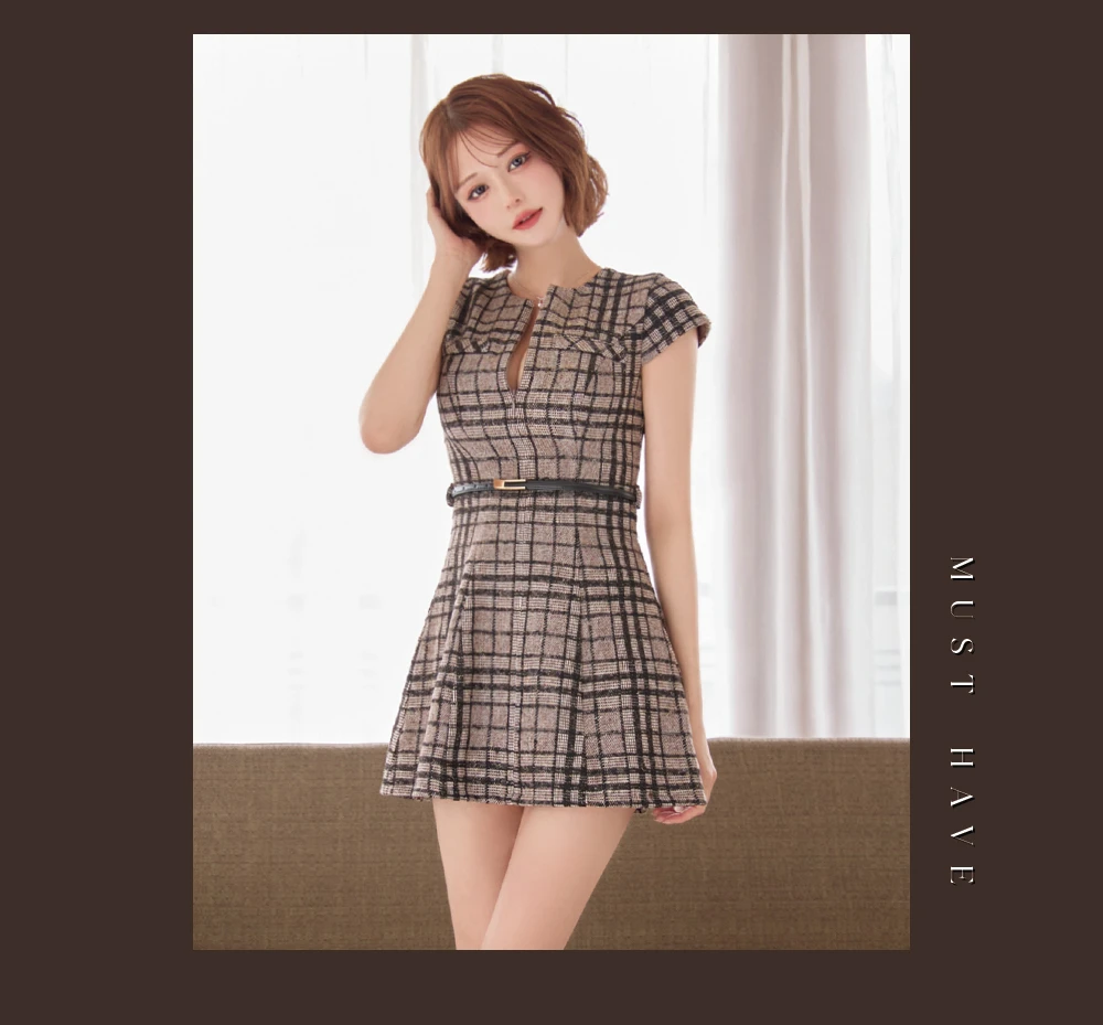 【DEA./ディア】金糸入り/ チェック/ ツイード/ フレア/ ミニドレス/ キャバドレス 5