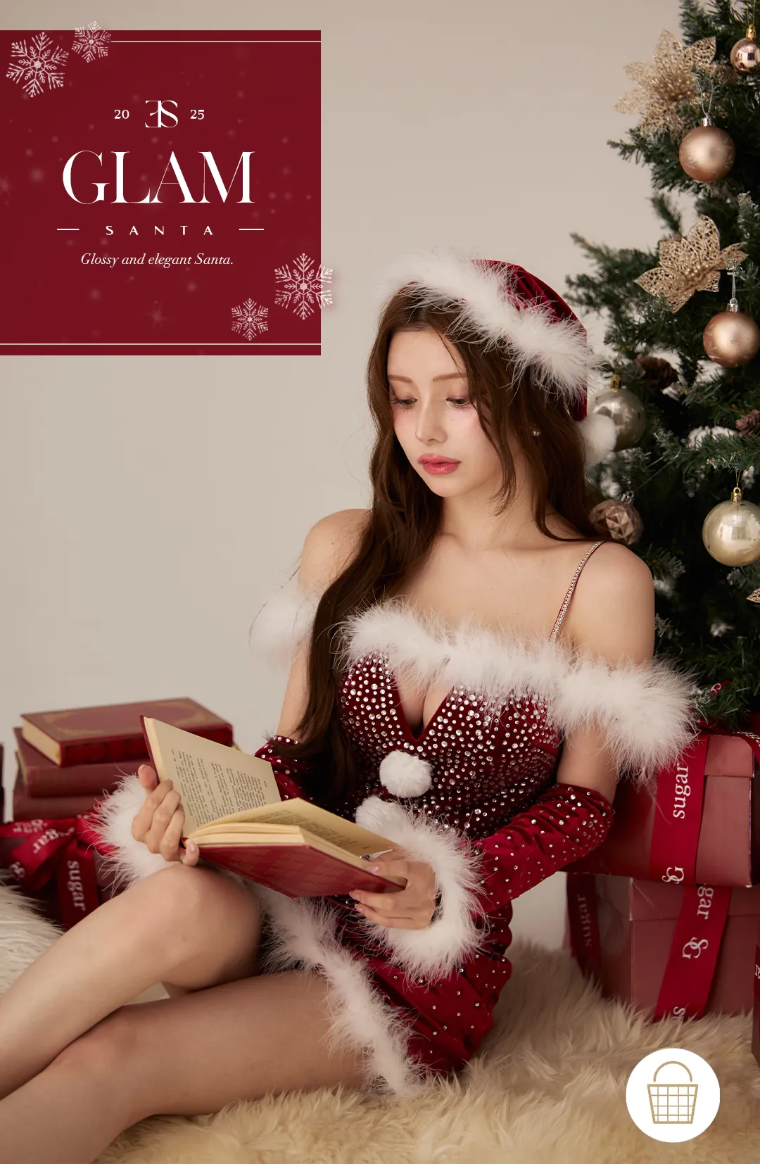 サンタコス / オフショル / アームウォーマー / バストカット / ゴージャスビジュー / キラキラ / セクシー / パーティードレス / きらめき / 主役級 1