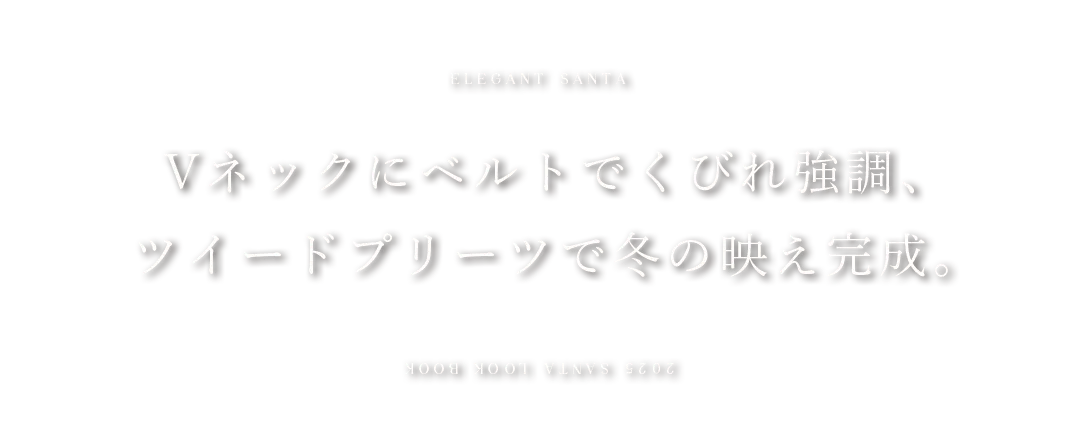 ツイード / サンタコス / Vネック / ベルト付き / プリーツスカート / ホワイトファー / 上品 / 冬コーデ / 大人かわいい / クラシカル 2