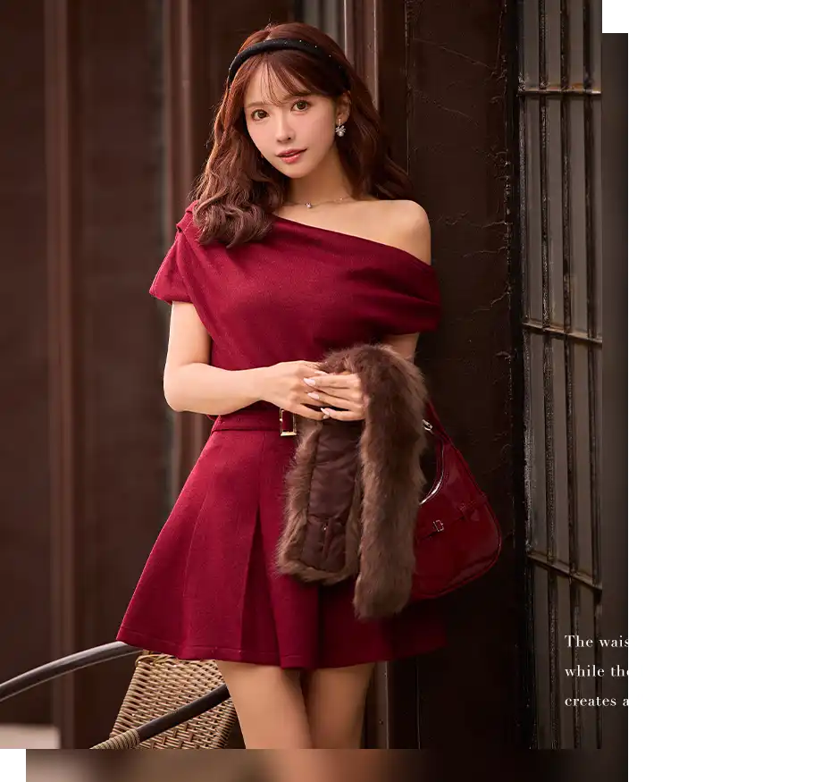 【ROBE de FLEURS Glossy/ローブ・ド・フルール グロッシー】バストカット/ ウエストカット/ 袖あり/ 半袖/ バックル/ ストレッチ/ タイト/ ミニドレス/ キャバドレス