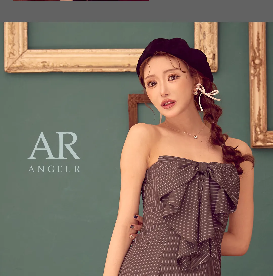 ネクタイ風 / パール / タイト / チョーカー / グレー / スリット / ミニドレス 5