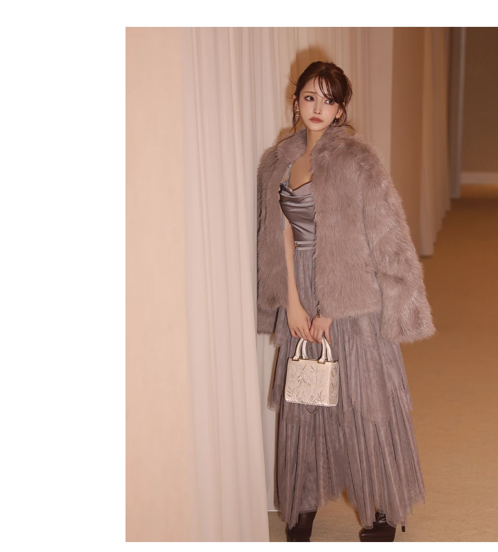 バックオープン起毛ニットフレアミニキャバドレス