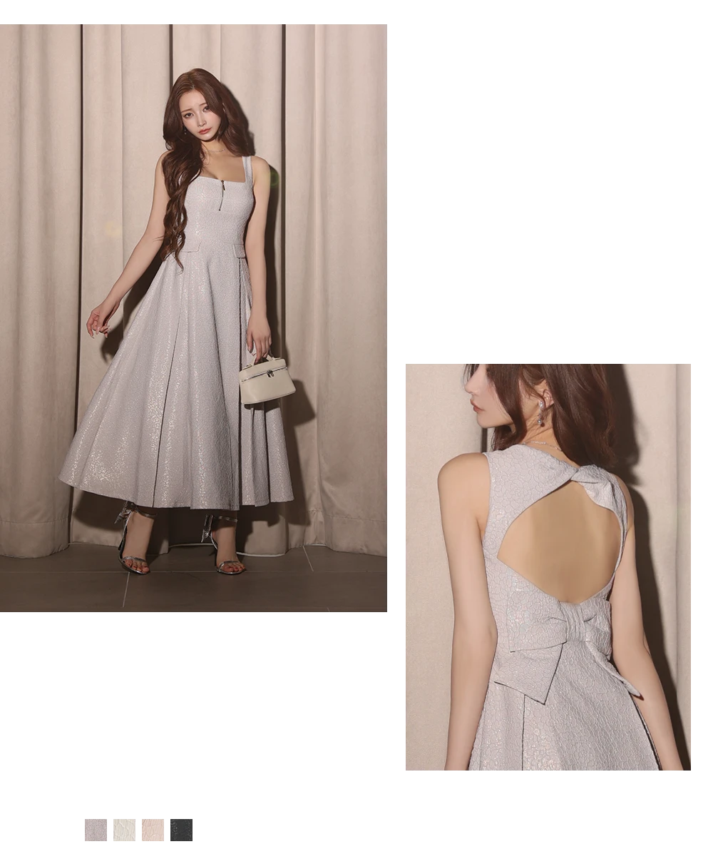 バックオープン起毛ニットフレアミニキャバドレス