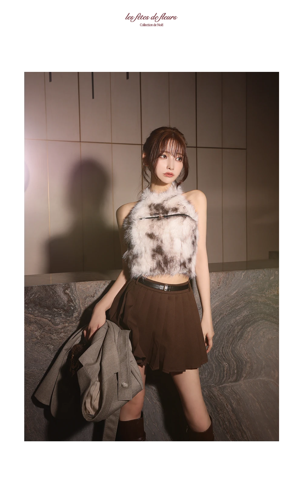 バックオープン起毛ニットフレアミニキャバドレス