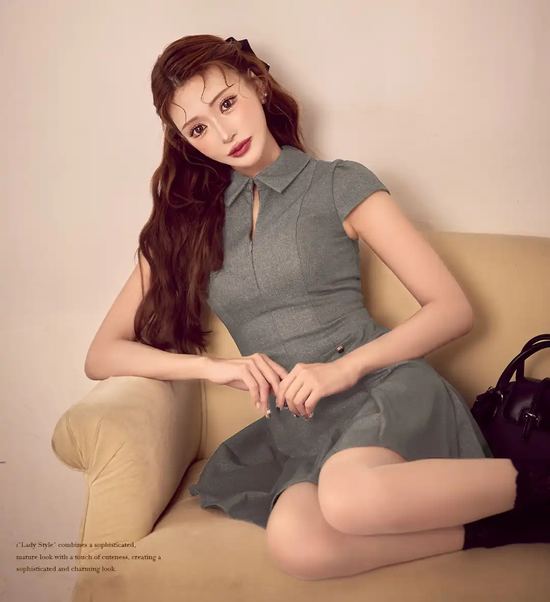 バックオープン起毛ニットフレアミニキャバドレス