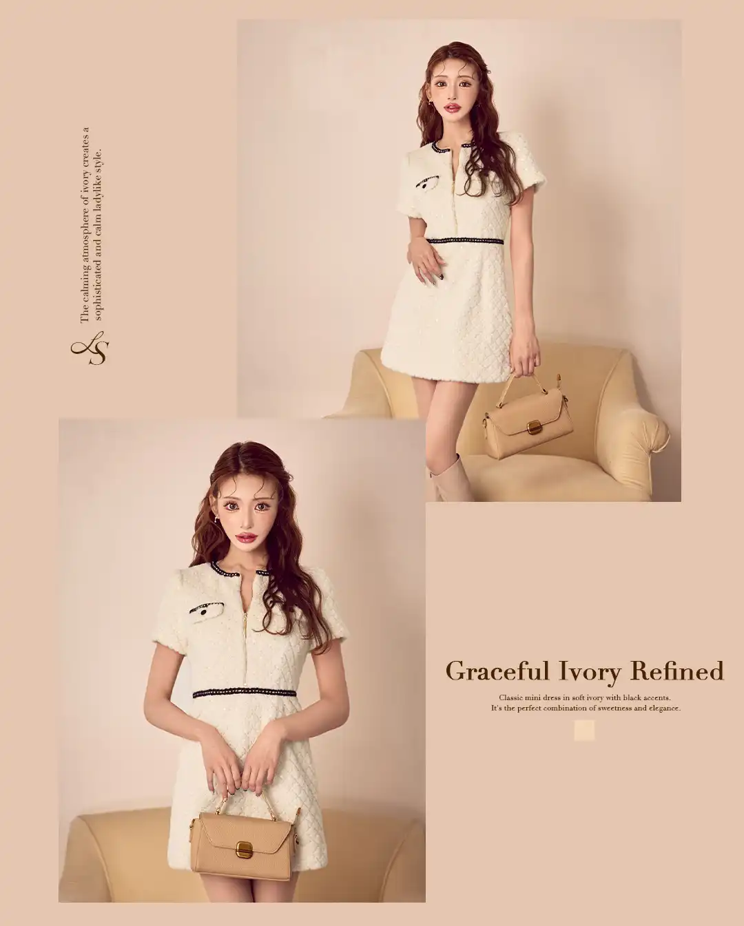 バックオープン起毛ニットフレアミニキャバドレス