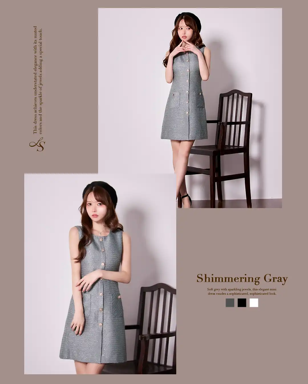 バックオープン起毛ニットフレアミニキャバドレス