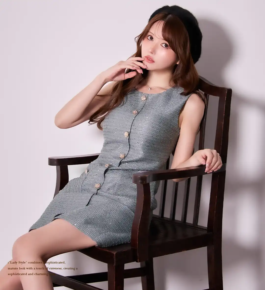 バックオープン起毛ニットフレアミニキャバドレス