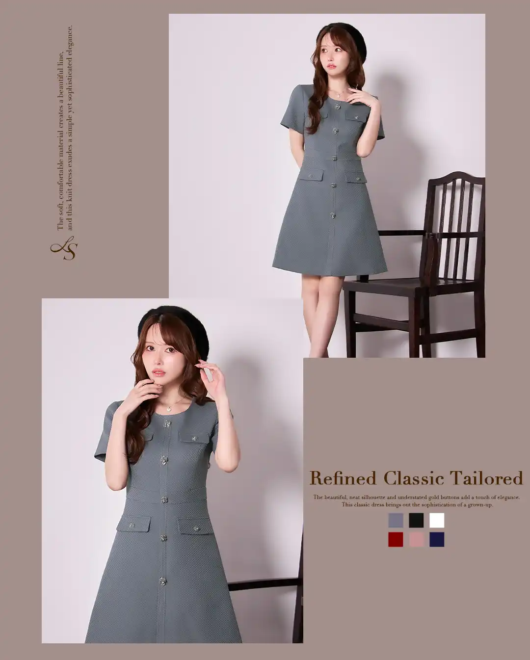 バックオープン起毛ニットフレアミニキャバドレス