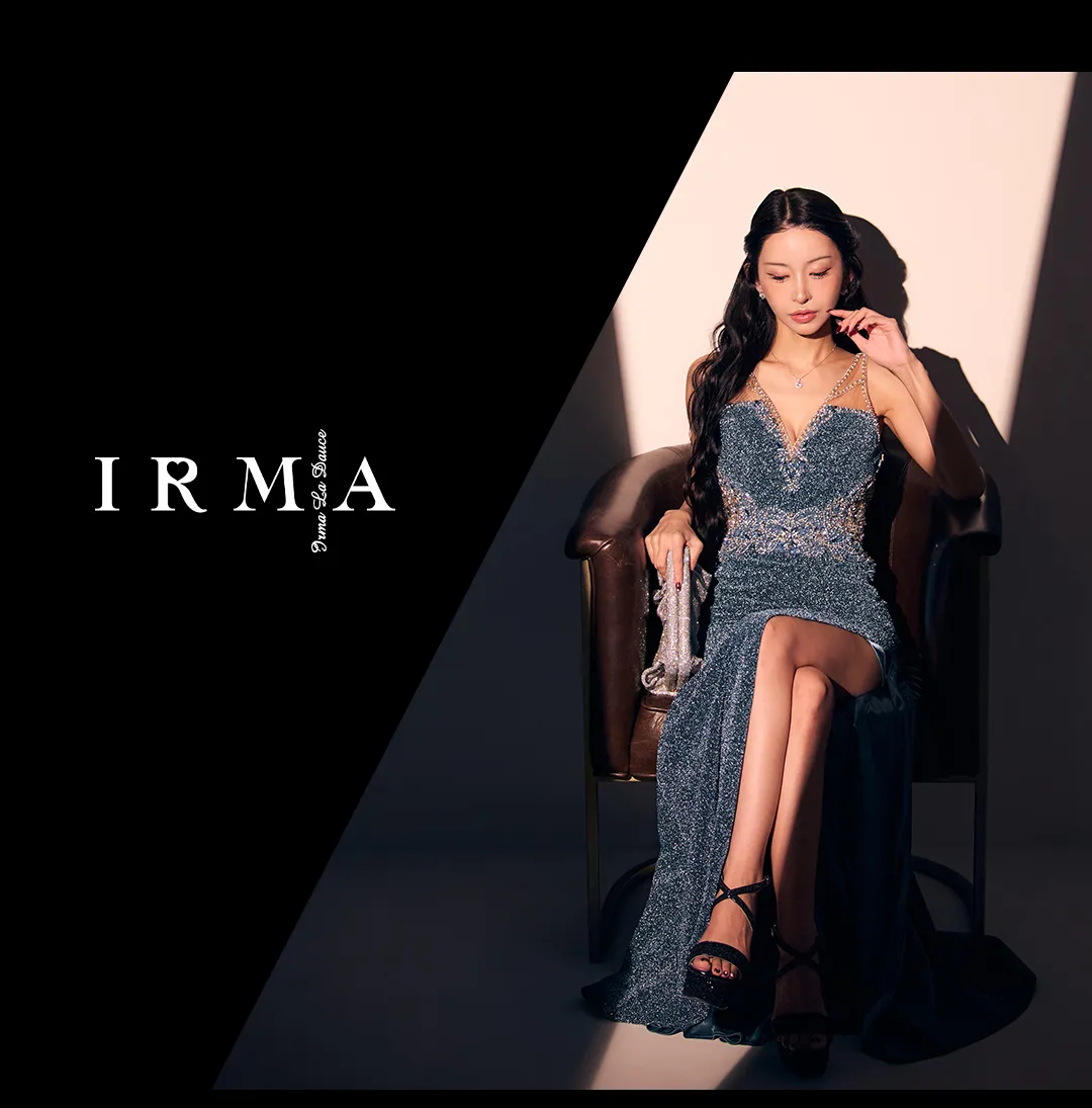 【IRMA/イルマ】ラメニット/ ビーズ刺繍/ ビジュー/ シアー/ ストレッチ/ ノースリーブ/ スリット/ ロングドレス/ キャバドレス4