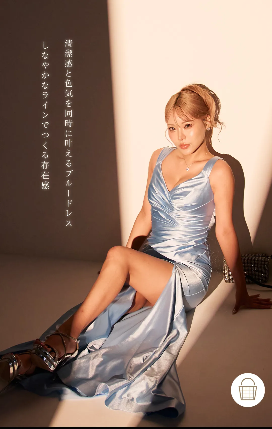 【Glossy/グロッシー】ベアトップ/ アシンメトリー/ セットアップ/ フレア/ ミニドレス/ キャバドレス1