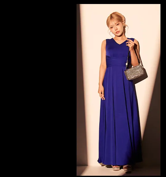 【Glossy/グロッシー】ベアトップ/ アシンメトリー/ セットアップ/ フレア/ ミニドレス/ キャバドレス