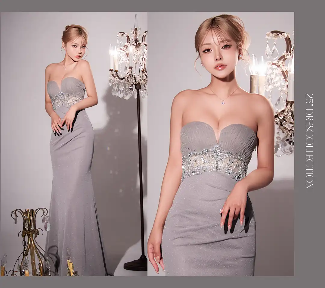 バックオープン起毛ニットフレアミニキャバドレス