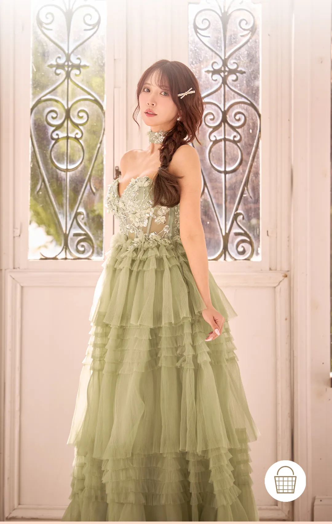 【IRMA/イルマ】ラメニット/ ビーズ刺繍/ ビジュー/ シアー/ ストレッチ/ ノースリーブ/ スリット/ ロングドレス/ キャバドレス2