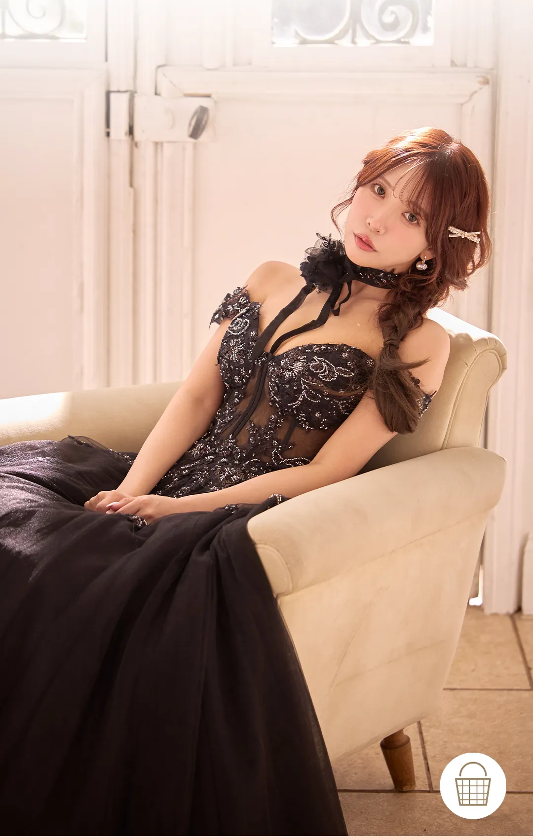 【SETTAN/セッタン】ラインストーン/ ウエストシアー/ ストレッチ/ キャミソール/ スリット/ ロングドレス / キャバドレス long2