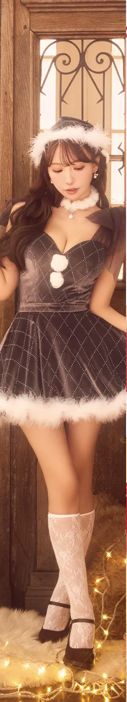 【サンタ】チュールリボンアーガイル風サンタコスプレ