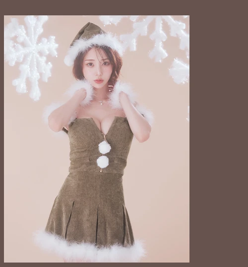 【サンタ】ファーショルダーシースルーフレアサンタコスプレ