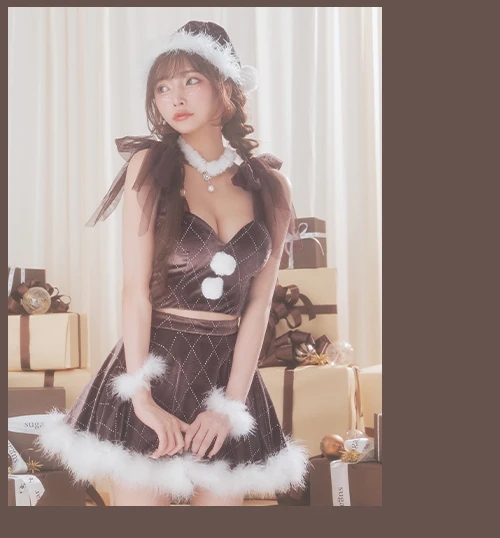 【サンタ】チュールリボンアーガイル風サンタコスプレ