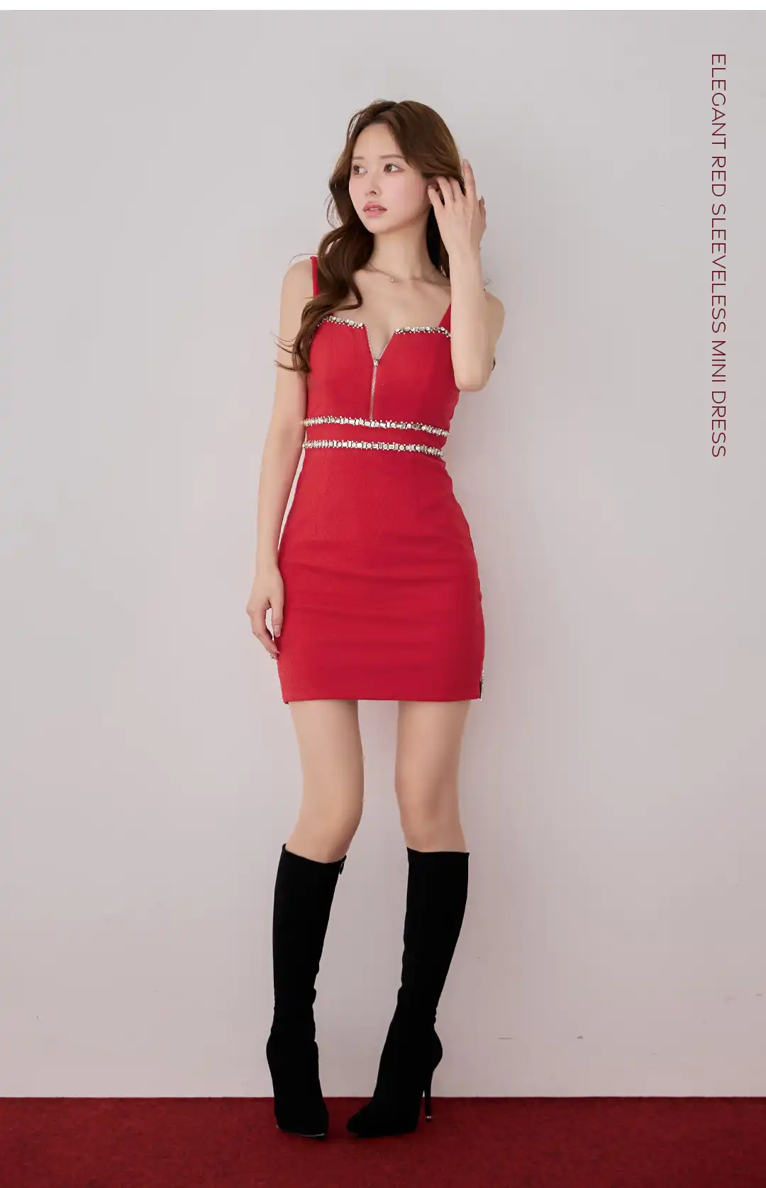 バックオープン起毛ニットフレアミニキャバドレス