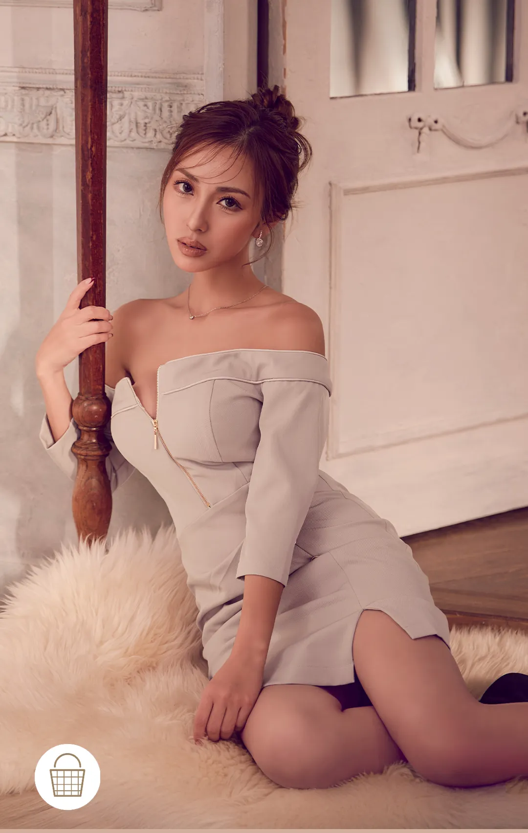 【ANDY/アンディ】フロントジッパー/ ジッパー/ スリット/ オフショル/ タイト/ ミニドレス/ キャバドレス2