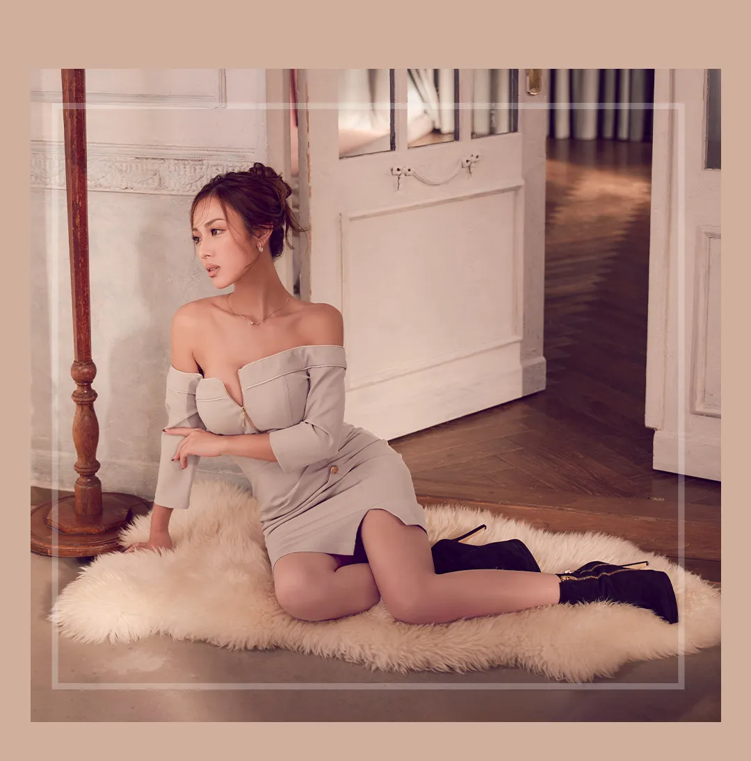 【ANDY/アンディ】フロントジッパー/ ジッパー/ スリット/ オフショル/ タイト/ ミニドレス/ キャバドレス4