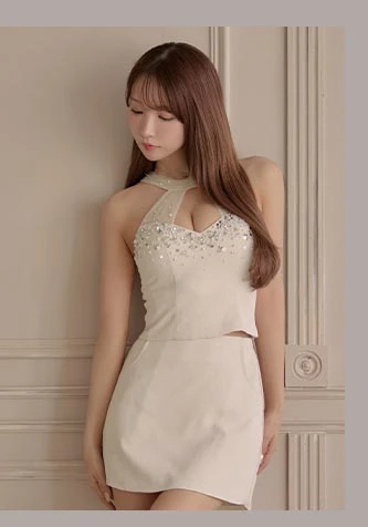 【ANGEL R/エンジェルアール】ホルターネック/ リボン/ セパレート/ 2ピース/ タイト/ マイクロミニドレス/ ミニドレス/ キャバドレス