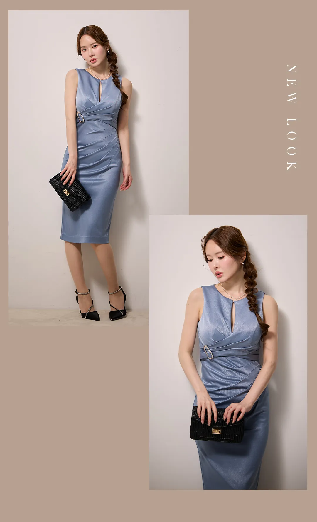 【ANDY/アンディ】 タイト/ バストジップ/ タック/ アシメスカート/ ストレッチ/ 無地/ オフショルデザイン/ ミニドレス/ キャバドレス2