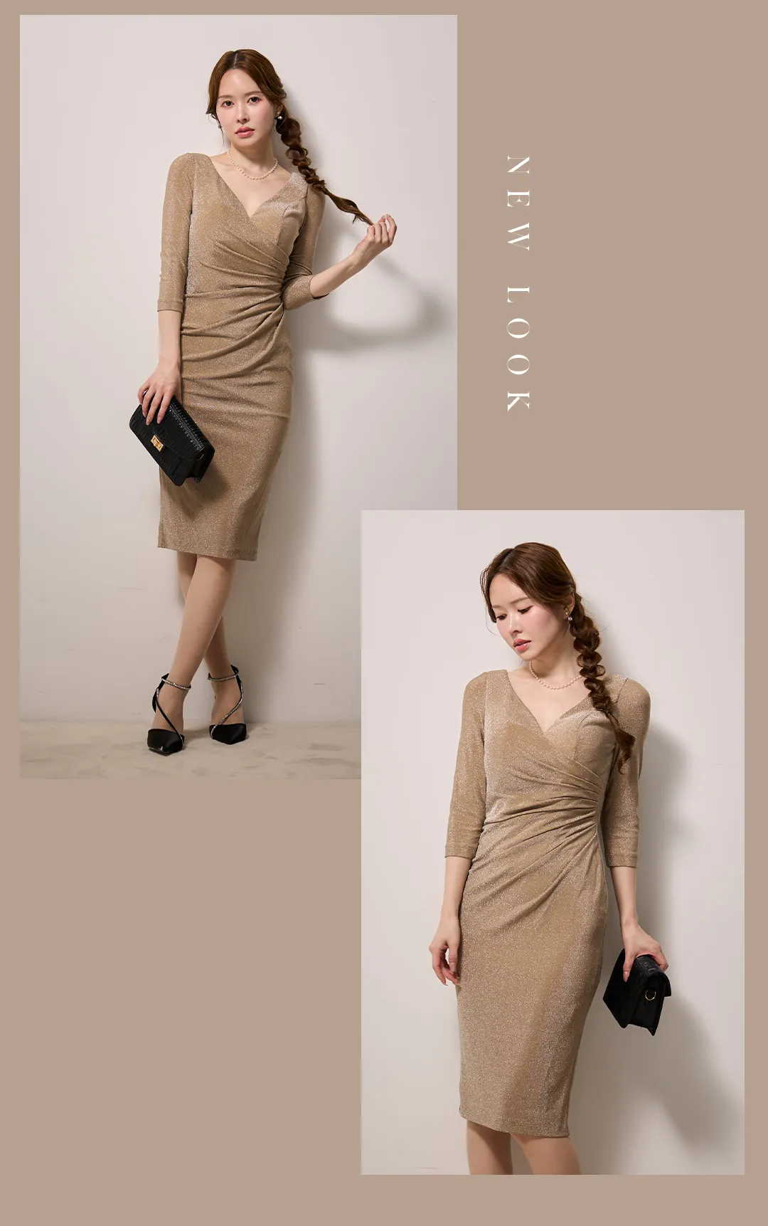 【ANDY/アンディ】 タイト/ バストジップ/ タック/ アシメスカート/ ストレッチ/ 無地/ オフショルデザイン/ ミニドレス/ キャバドレス2