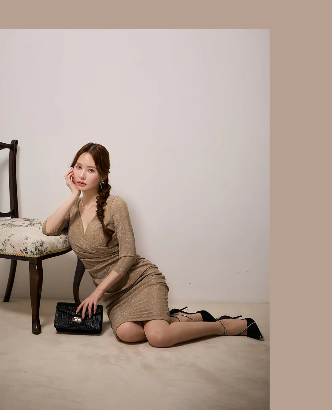 【ANDY/アンディ】 タイト/ バストジップ/ タック/ アシメスカート/ ストレッチ/ 無地/ オフショルデザイン/ ミニドレス/ キャバドレス3