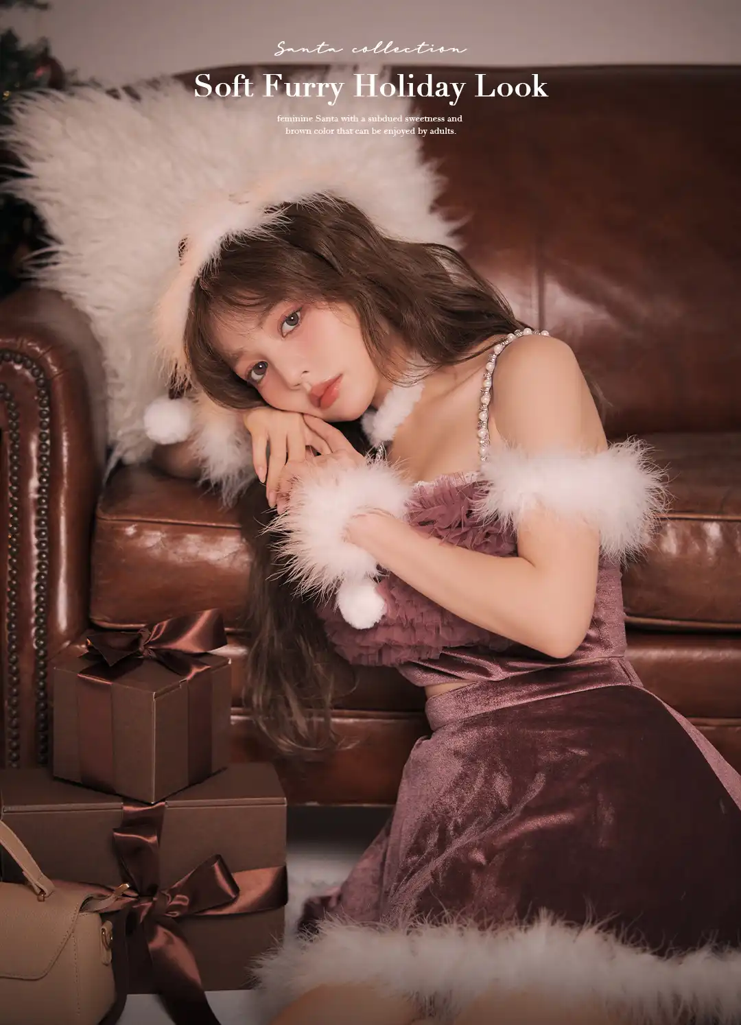 バックオープン起毛ニットフレアミニキャバドレス