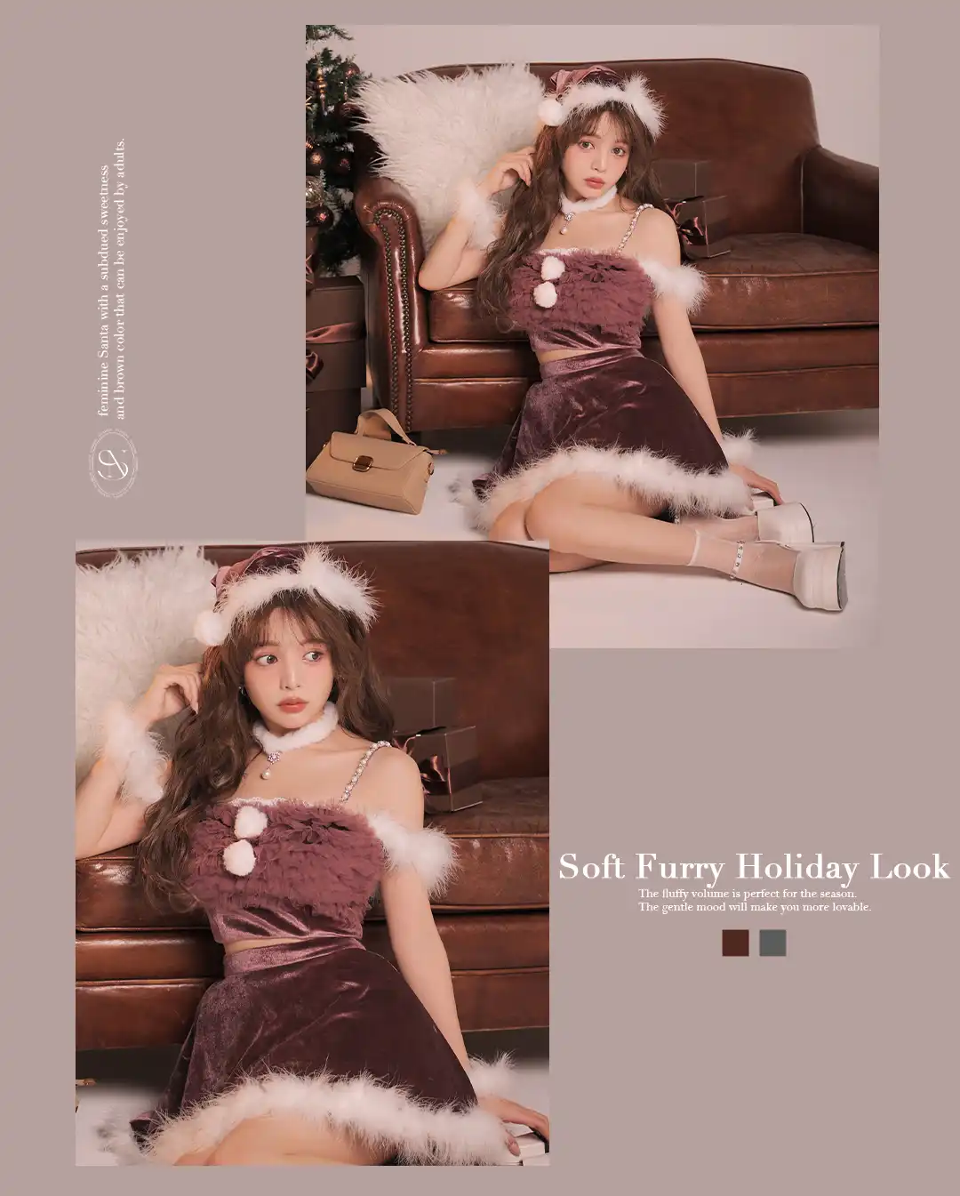 バックオープン起毛ニットフレアミニキャバドレス