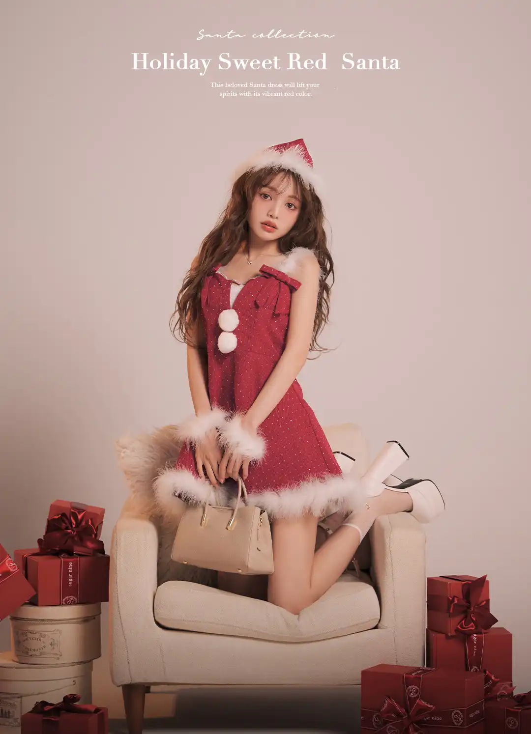 バックオープン起毛ニットフレアミニキャバドレス