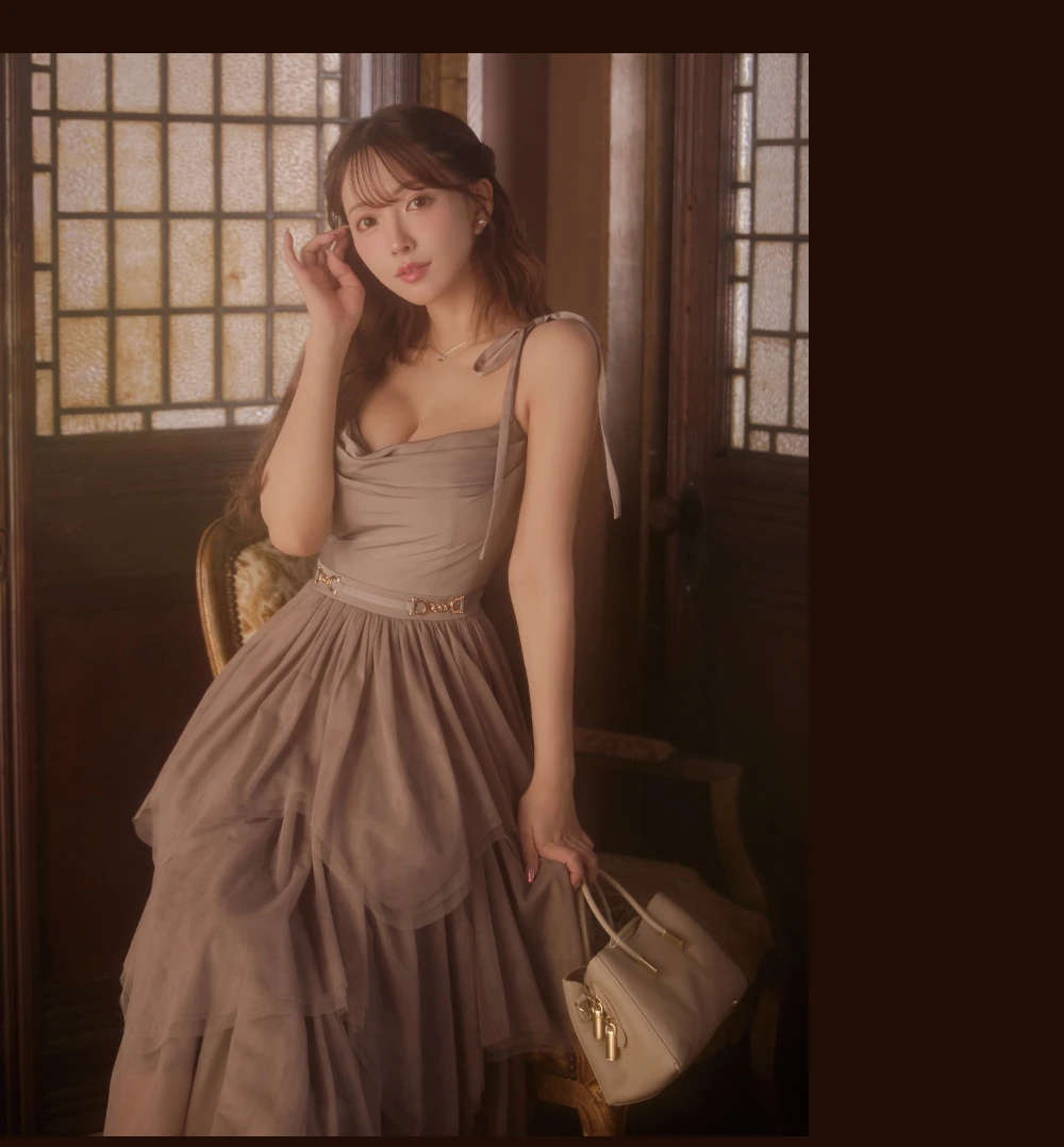 【【ANGEL R/エンジェルアール】クロスネック/ フロントビジュー/ ウエストカット/ ラメ/ メッシュ/ タイト/ ミニドレス/ キャバドレス2