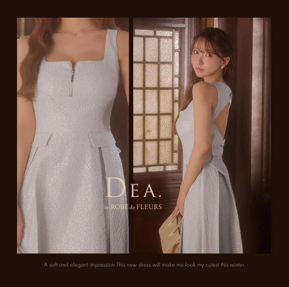 【DEA./ディア】charmer jacquard back ribbon long dress/ カメリアジャガード/ バックリボン/ ロングドレス/ キャバドレス2