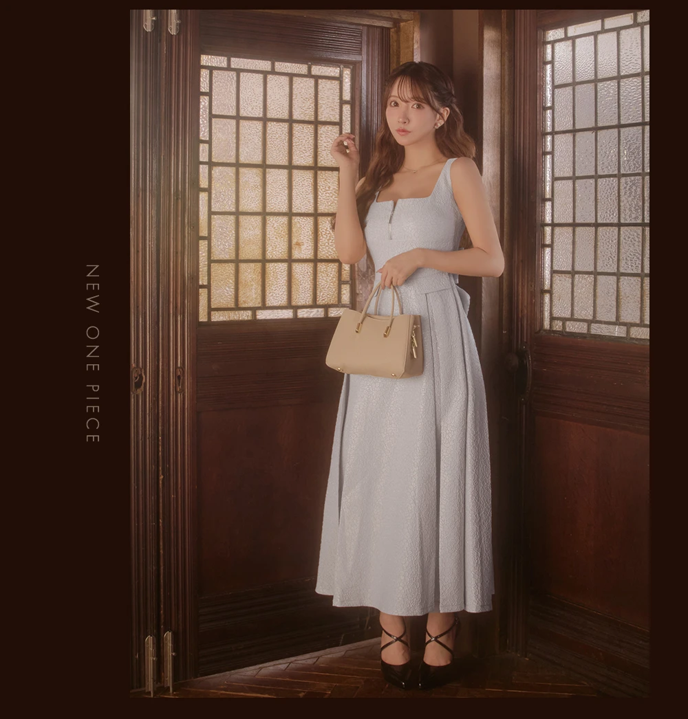 【DEA./ディア】charmer jacquard back ribbon long dress/ カメリアジャガード/ バックリボン/ ロングドレス/ キャバドレス4