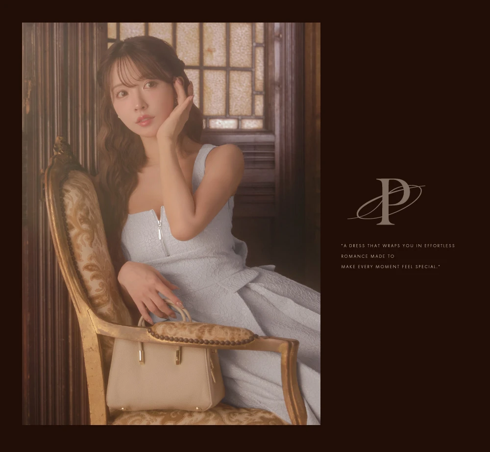 【DEA./ディア】charmer jacquard back ribbon long dress/ カメリアジャガード/ バックリボン/ ロングドレス/ キャバドレス5