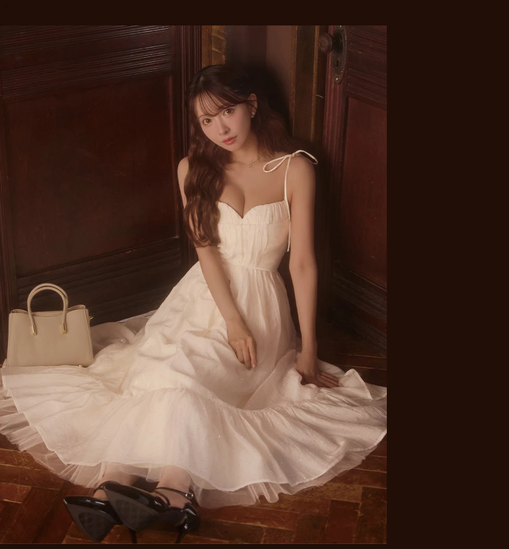 【DEA./ディア】ストーン/ シフォン/ ハートカット/ キャミソール/ ミディアムドレス/ キャバドレス3