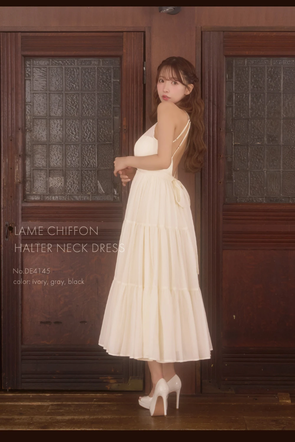 【DEA./ディア】ラメ/ シフォン/ ホルターネック/ シースルー/ シンプル大人系/ ミディアムドレス/ キャバドレス1