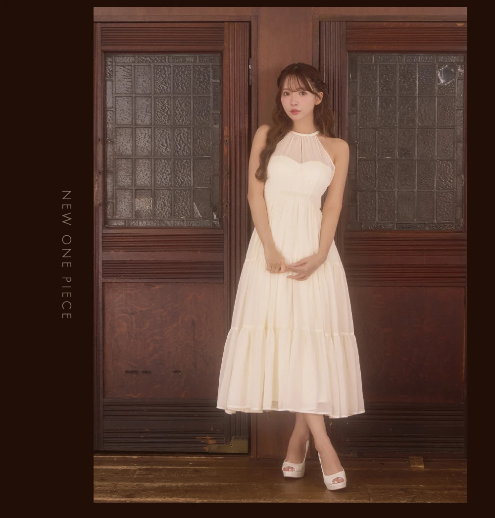 【DEA./ディア】ラメ/ シフォン/ ホルターネック/ シースルー/ シンプル大人系/ ミディアムドレス/ キャバドレス4