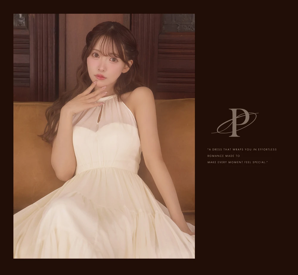 【DEA./ディア】ラメ/ シフォン/ ホルターネック/ シースルー/ シンプル大人系/ ミディアムドレス/ キャバドレス5