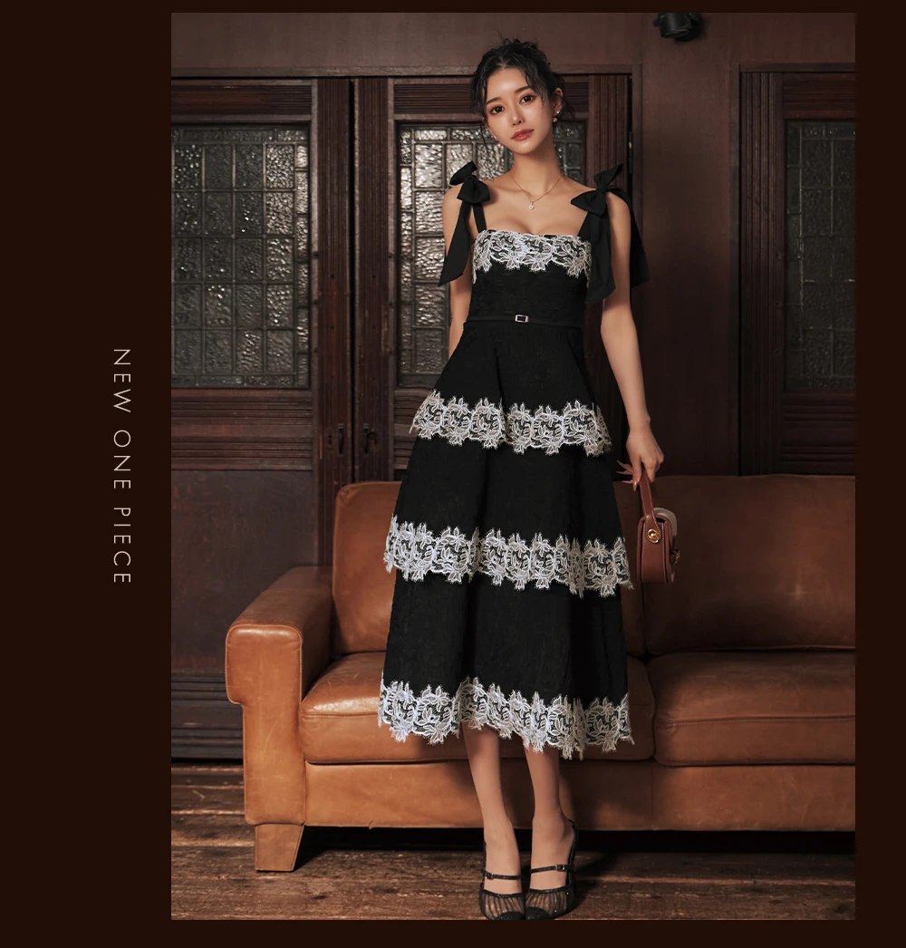 【ROBE de FLEURS/ローブドフルール】ジャガード/ レース/ ティアード/ ワンピース/ ミディアムドレス/ キャバドレス4