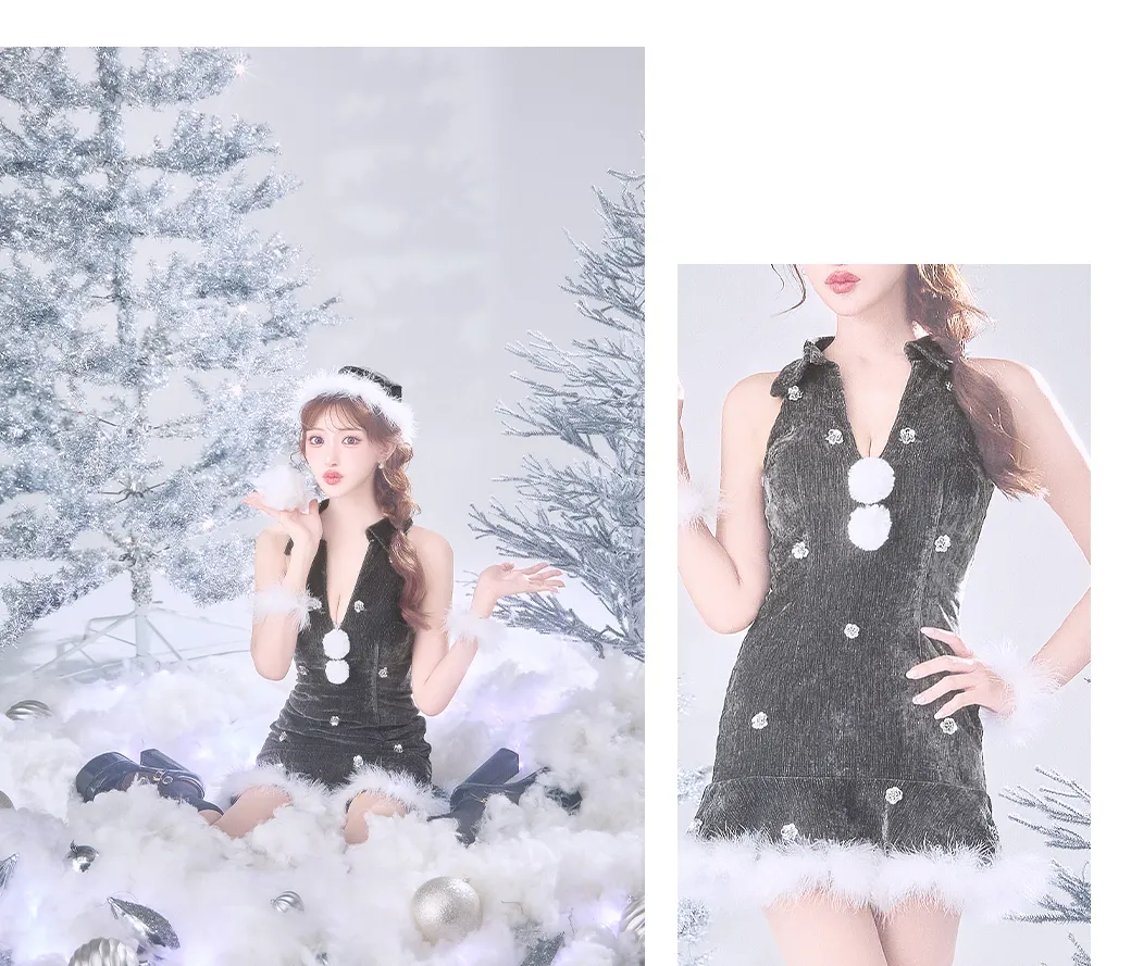 スパンコールフラワーサンタコスプレ