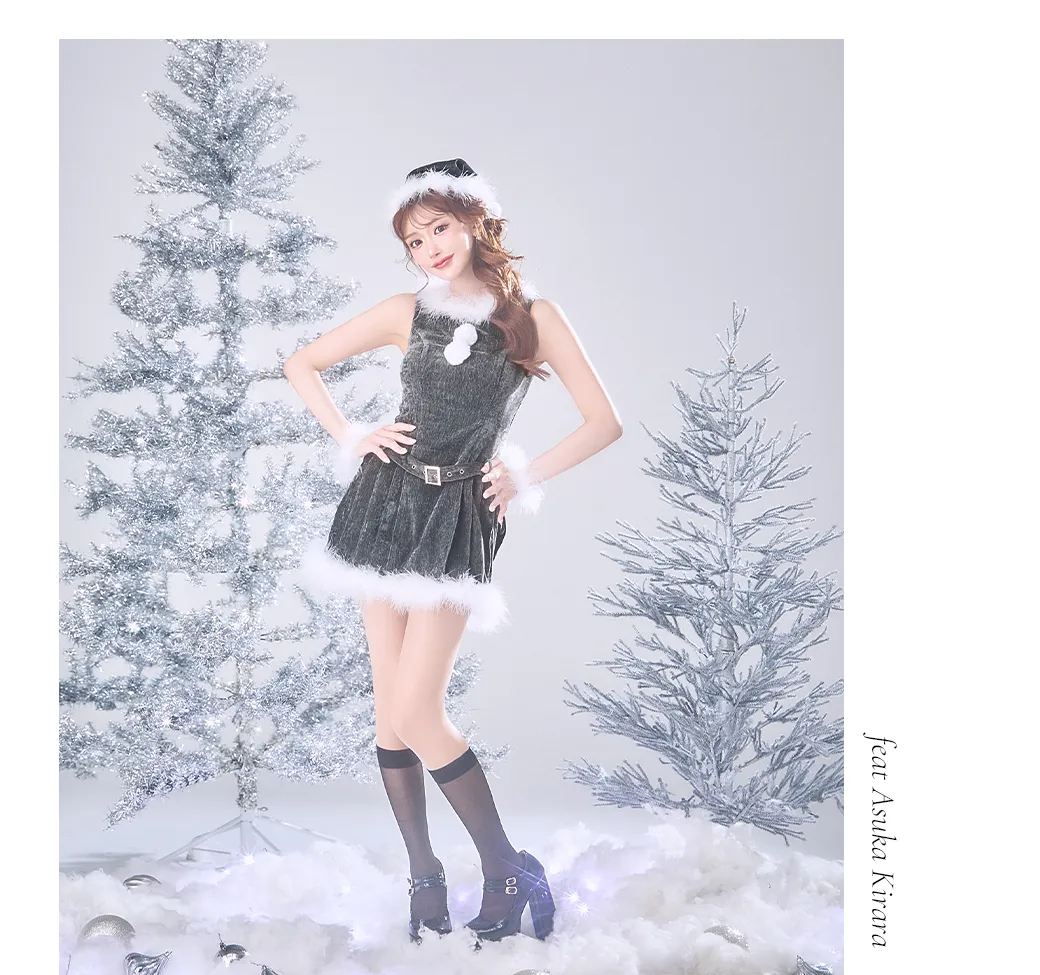 ベルト付きファーサンタコスプレ