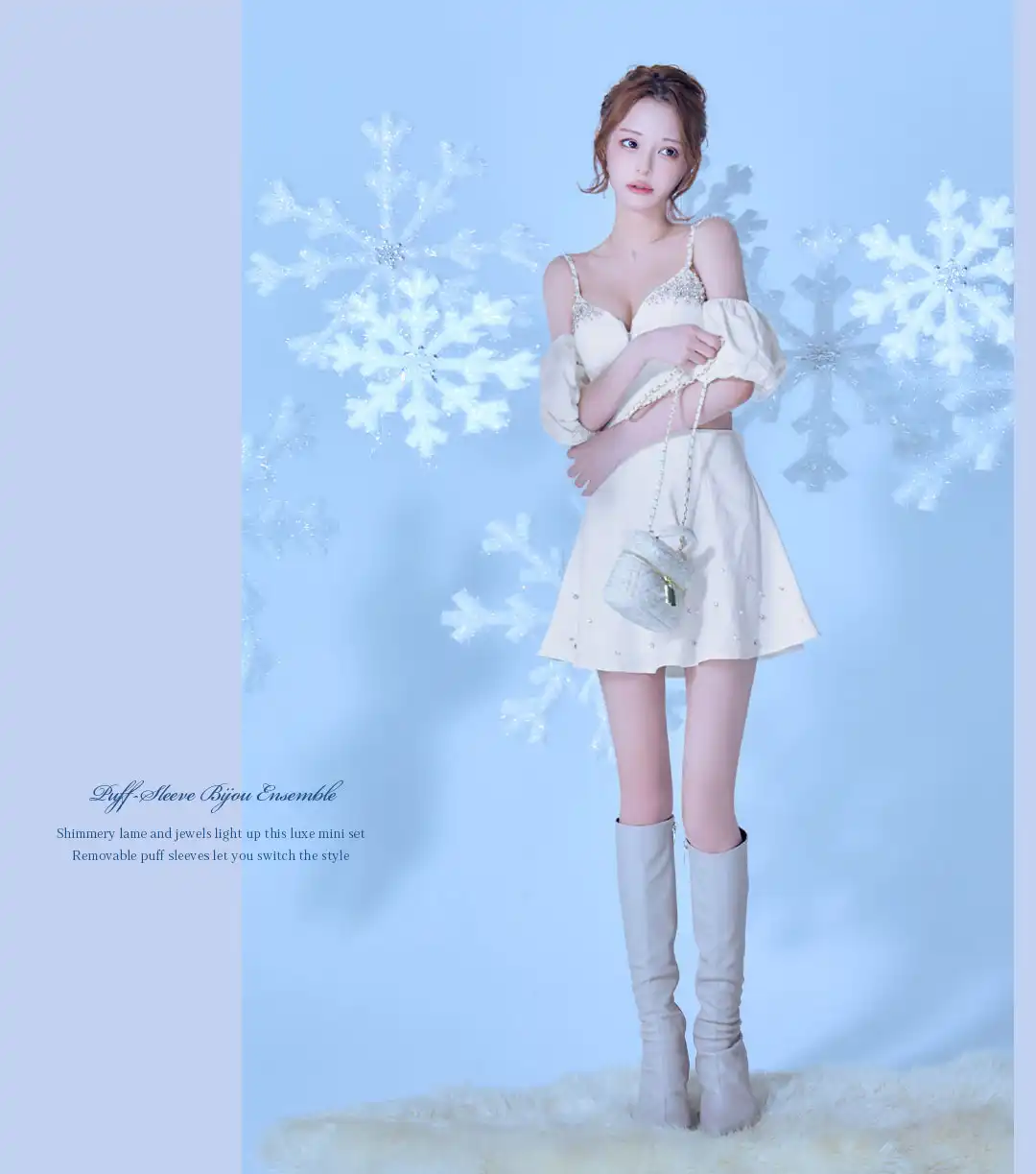 ビジュー/ バストジップ/ ノースリーブ/ バックオープン/ リボン/ ミニドレス/ キャバドレス3