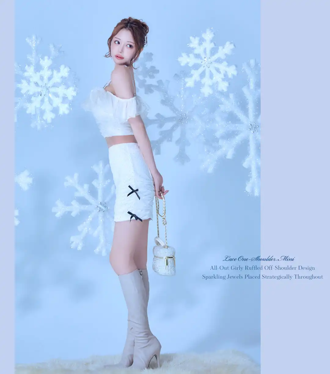 オフショル/ フリル/ チュール/ ミニリボン/ セットアップ/ タイト/ ミニドレス/ キャバドレス 3