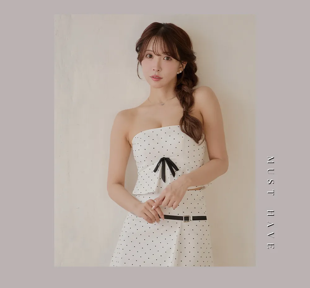 【Glossy/グロッシー】ヘリンボーン/レザーベルト/ フレア/ ミニドレス/ キャバドレス 5