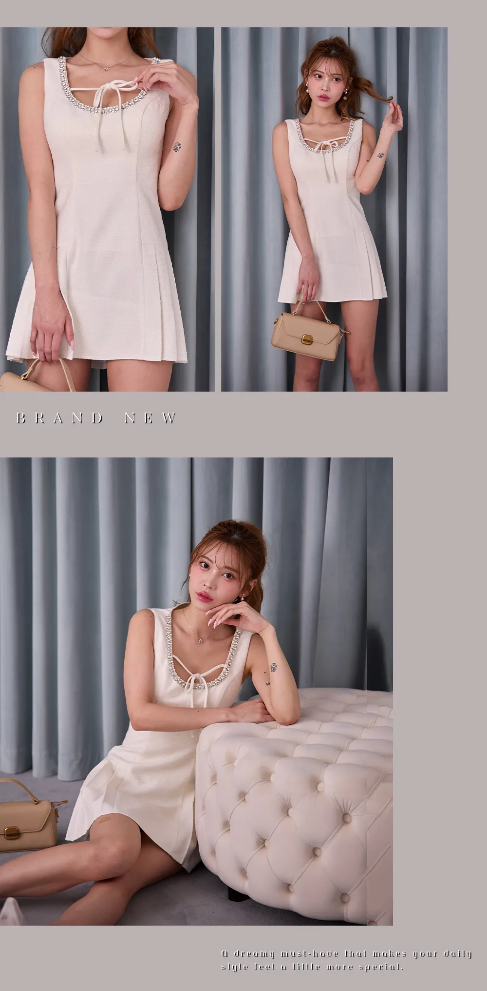 【Glossy/グロッシー】起毛ニット/ ジップアップ/ 半袖/ プリーツ/ フレア/ ミニドレス/ キャバドレス 2