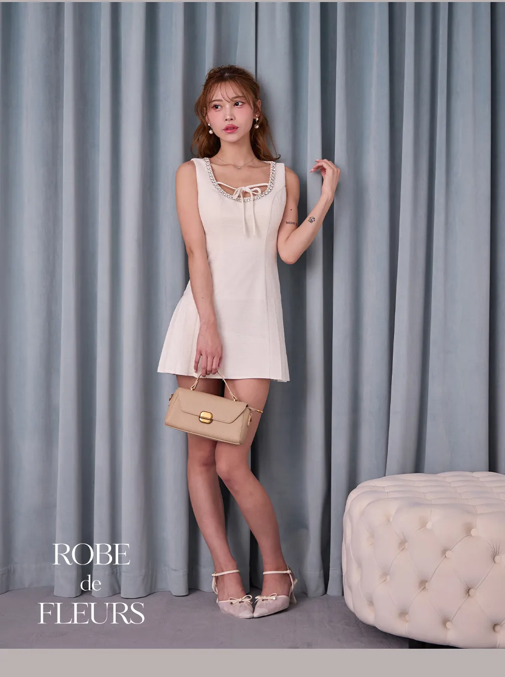 【Glossy/グロッシー】起毛ニット/ ジップアップ/ 半袖/ プリーツ/ フレア/ ミニドレス/ キャバドレス 4