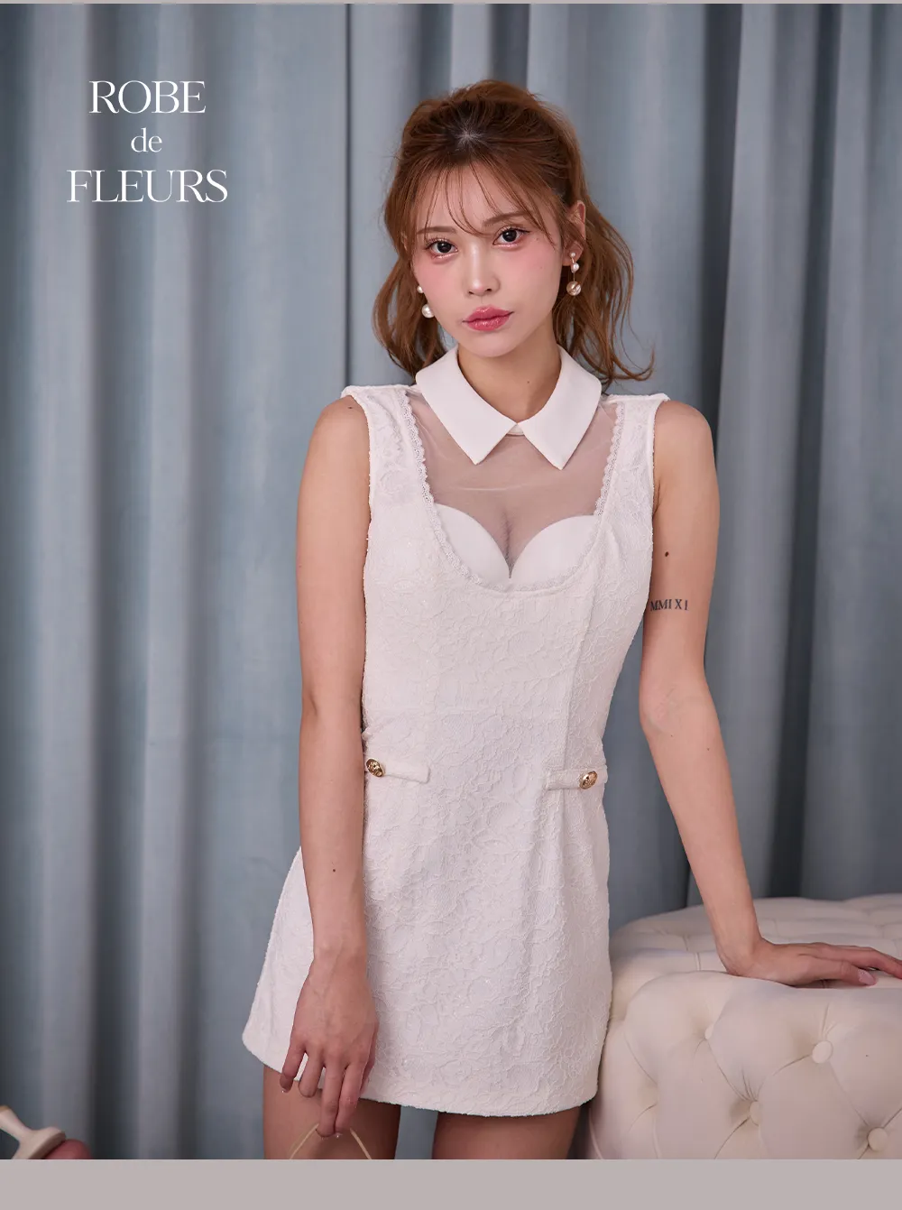 【DEA./ディア】金糸入り/ チェック/ ツイード/ フレア/ ミニドレス/ キャバドレス 4