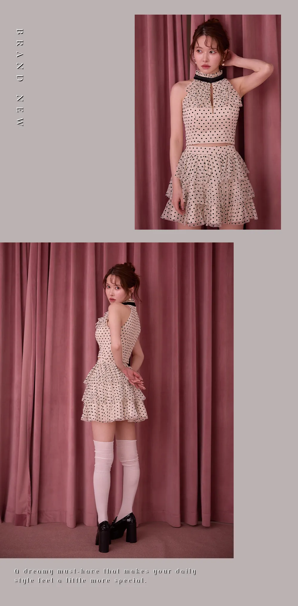 【ERUKEI エルケイ】シンプル/ Vネック/ ノースリーブ/ プリーツ/ Aライン/ フレア/ ワンピース/ ミニドレス/ キャバドレス 2